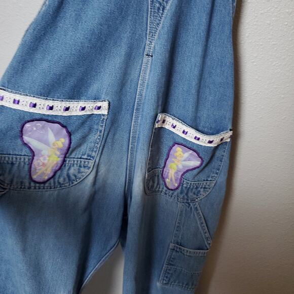 Vintage KEY Waist 32 Disney Tinkerbell Tinker Peterpan Denim Jeam Overalls - Picture 10 of 12